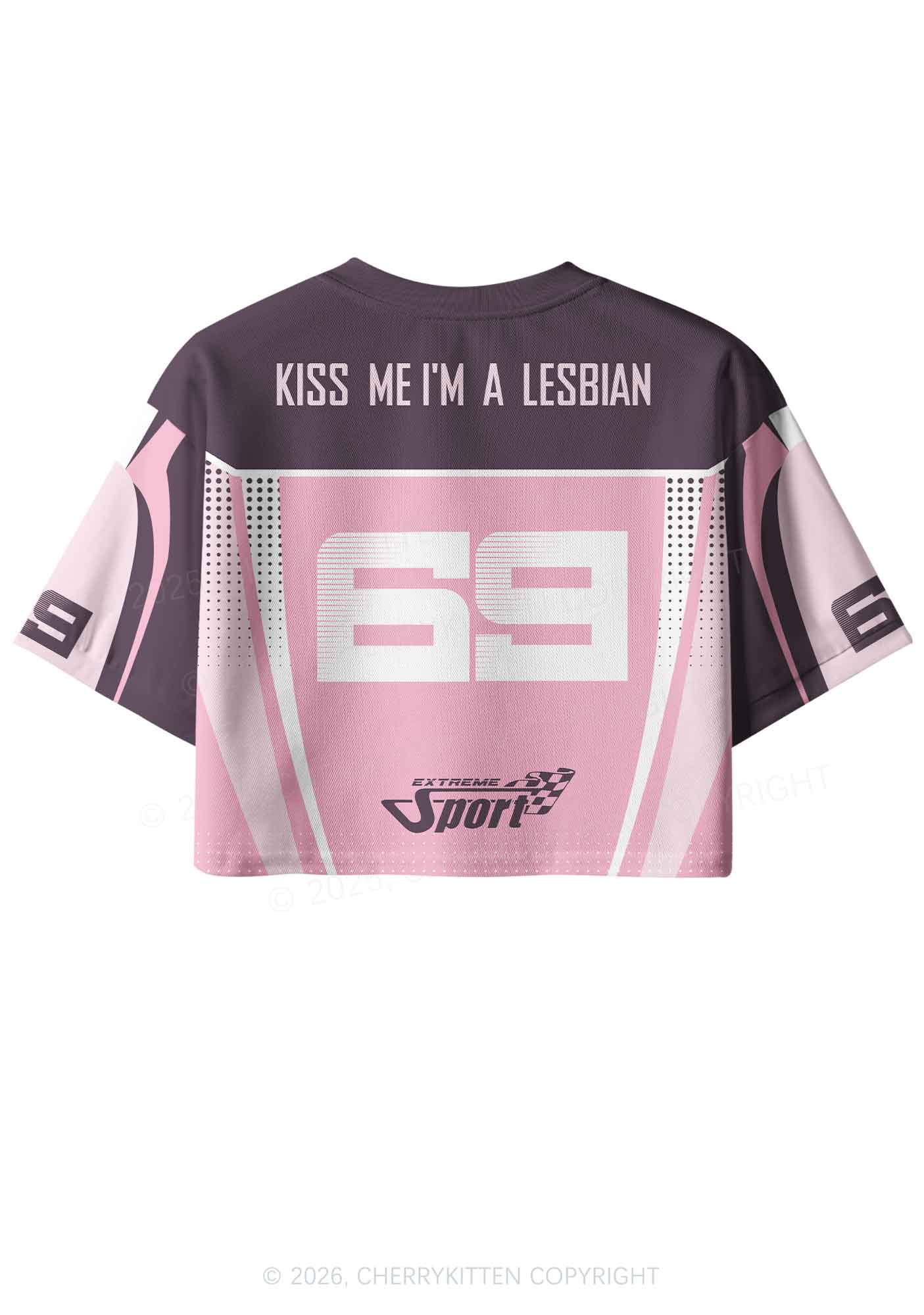 Kiss Me Im Lesbian Pride Y2K Crop Sport Jersey Shirts Cherrykitten