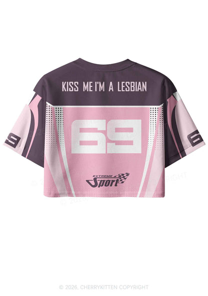 Kiss Me Im Lesbian Pride Y2K Crop Sport Jersey Shirts Cherrykitten