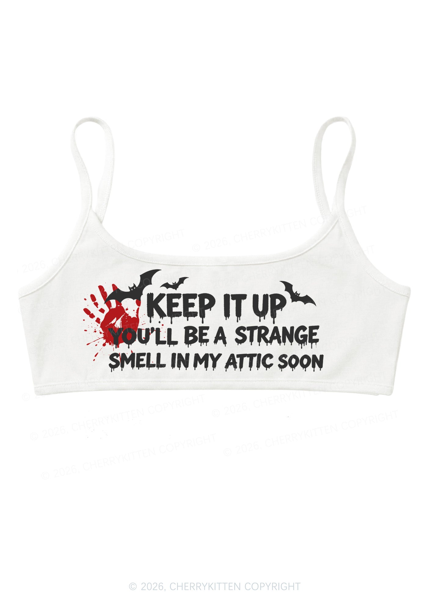 Halloween Strange Smell In My Attic Y2K Super Crop Cami Cherrykitten