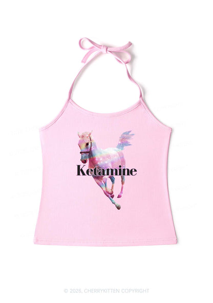 Pink Horse Y2K Halter Neck Cami Cherrykitten