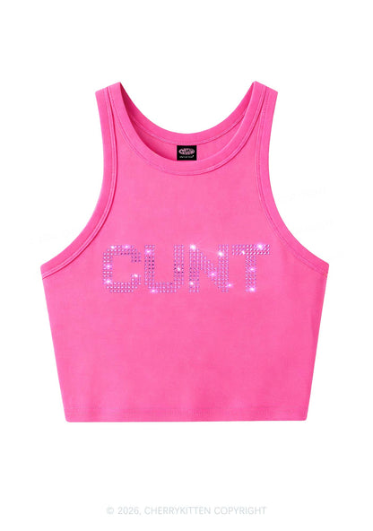 Rhinestone Pink Cxxt Y2K Crop Tank Top Cherrykitten