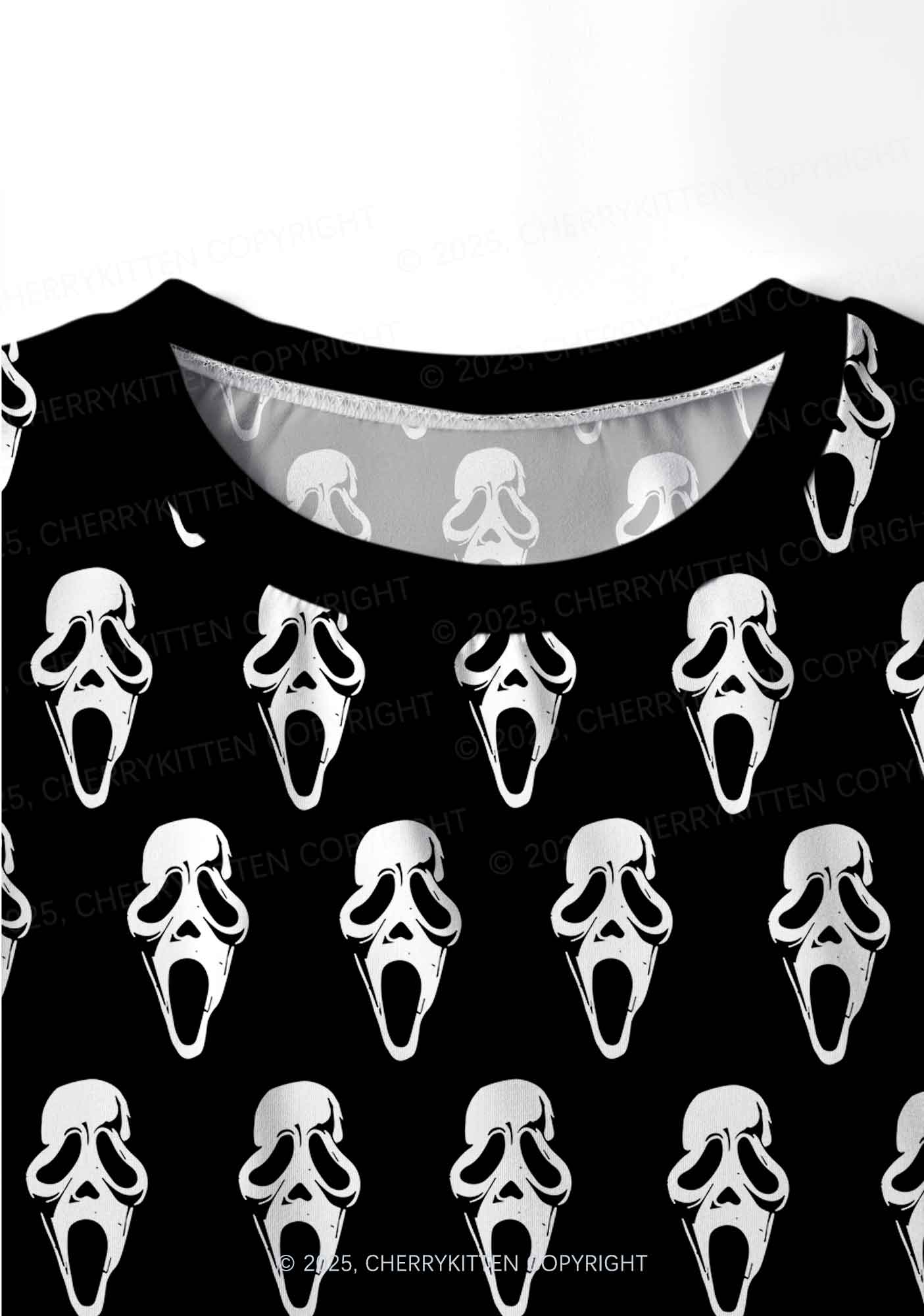 Halloween Spooky Ghost Y2K Print Long Sleeve Pajama Set Cherrykitten