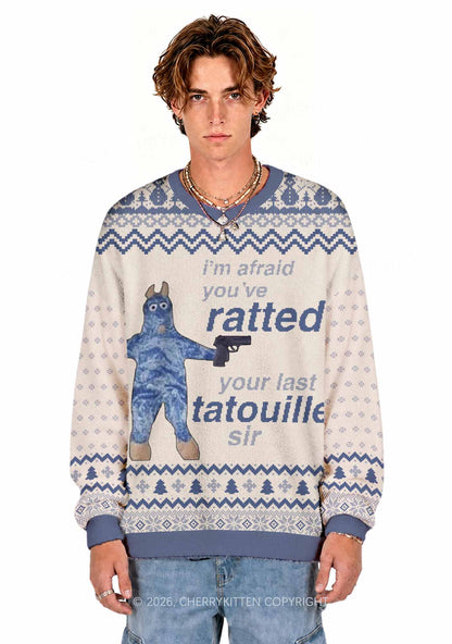 Ratted Last Tatouille Y2K Christmas Knit Sweatshirt Cherrykitten