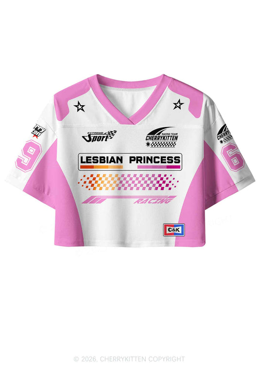 White Lesbian Princess Pride Y2K Crop Sport Jersey Shirts Cherrykitten