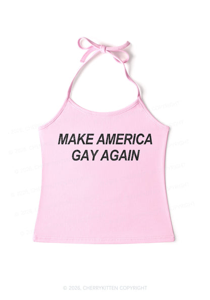 Make America Gay Again Pride Y2K Halter Neck Cami Cherrykitten