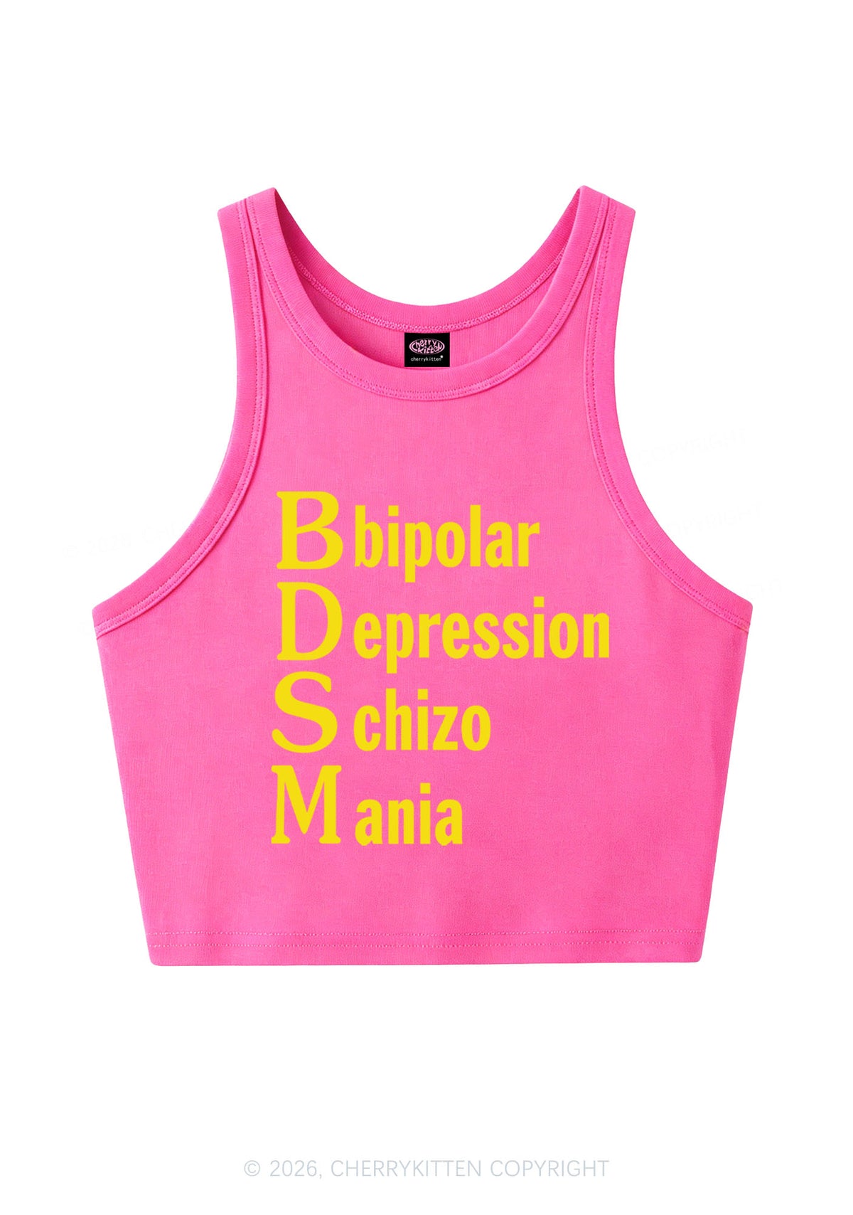Bipolar Depression Schizo Mania Y2K Crop Tank Top Cherrykitten