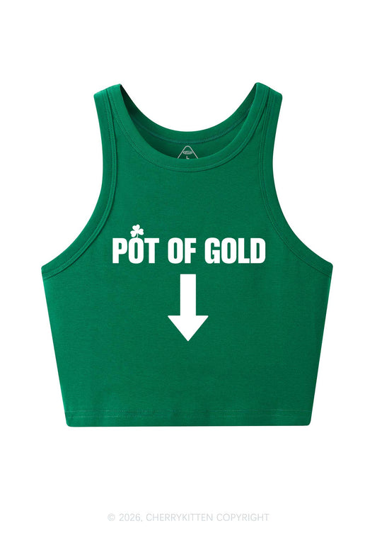 Pot Of Gold St Patricks Y2K Crop Tank Top Cherrykitten