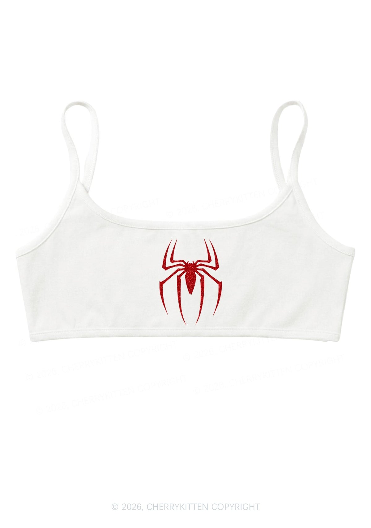 Glitter Spider Y2K Super Crop Cami Cherrykitten