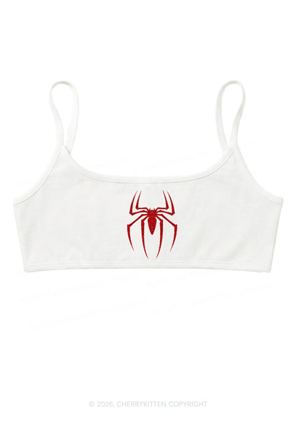 Glitter Spider Y2K Super Crop Cami Cherrykitten