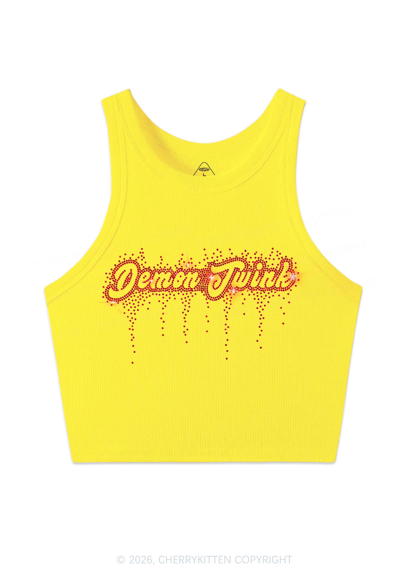 Rhinestone Demon Twink Pride Y2K Crop Tank Top Cherrykitten