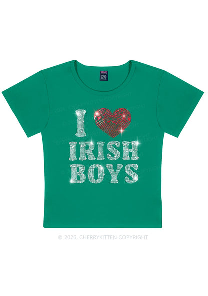 Rhinestone I Love Irish Boys St Patricks Y2K Baby Tee Cherrykitten
