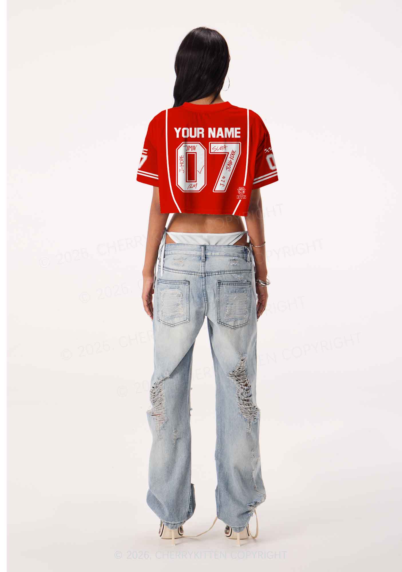 Custom Red Korean Boys Y2K Crop Sport Jersey Shirts Cherrykitten
