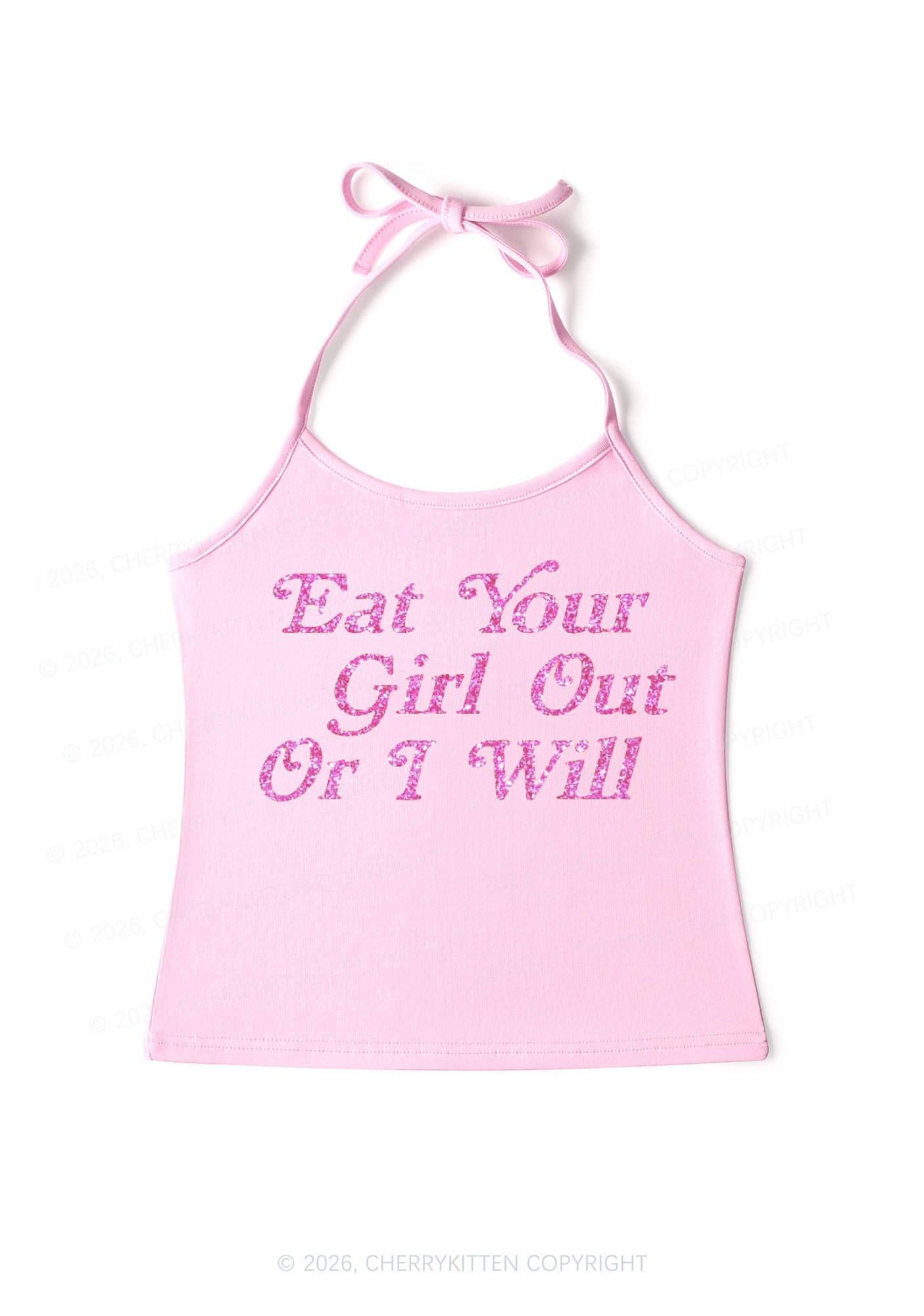 Glitter Eat Your Girl Out Pride Y2K Halter Neck Cami Cherrykitten