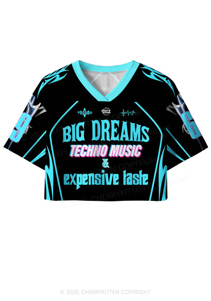 Big Dreams Techno Music Y2K Crop Sport Jersey Shirts Cherrykitten