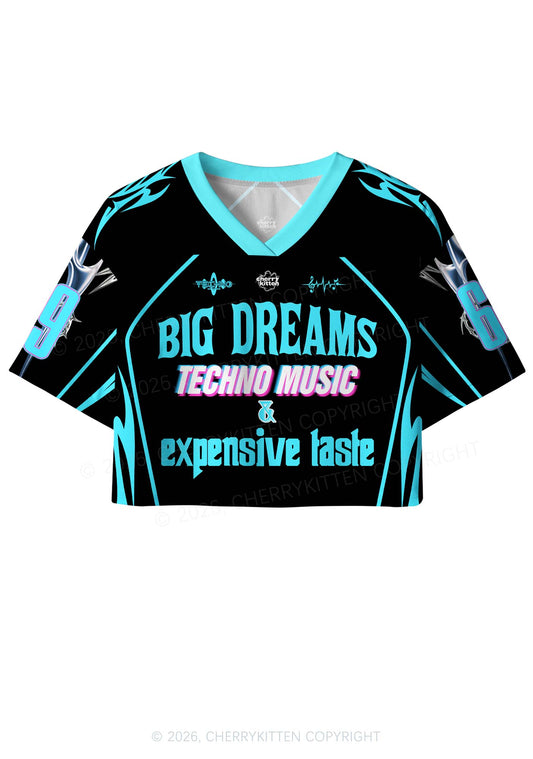 Big Dreams Techno Music Y2K Crop Sport Jersey Shirts Cherrykitten