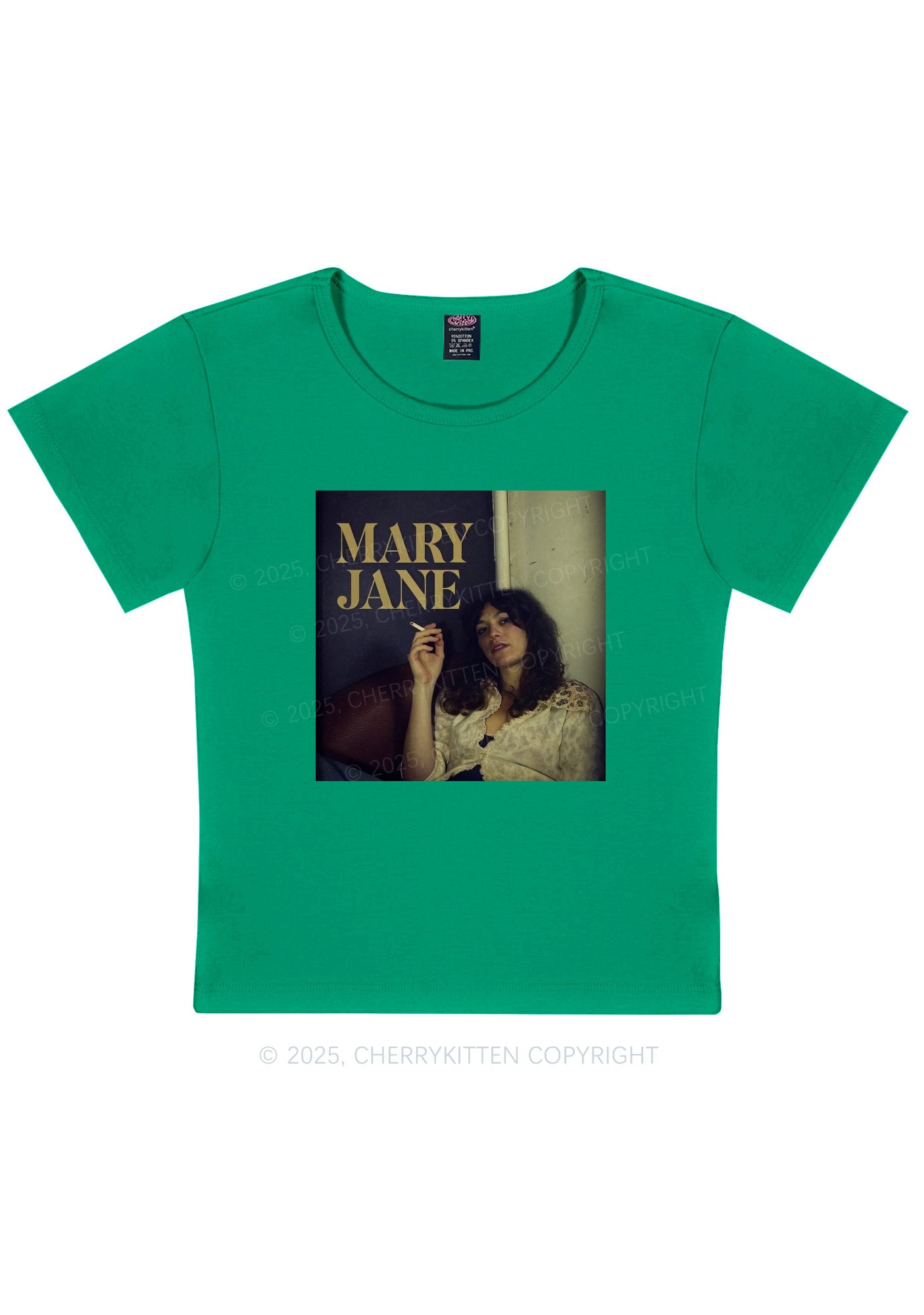 Smoking Woman Y2K Baby Tee Cherrykitten