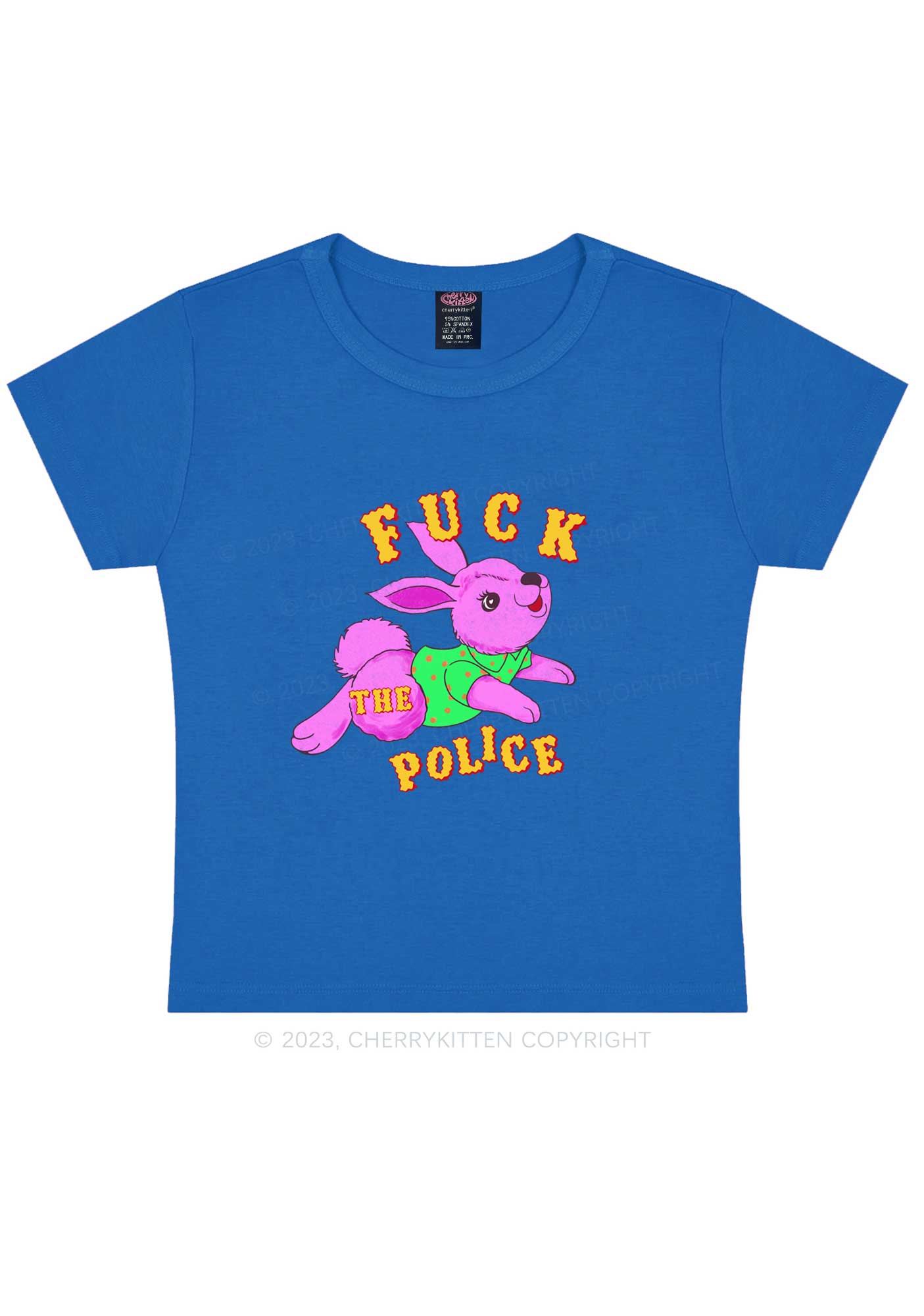 Fxxk The Police Bunny Y2K Baby Tee Cherrykitten