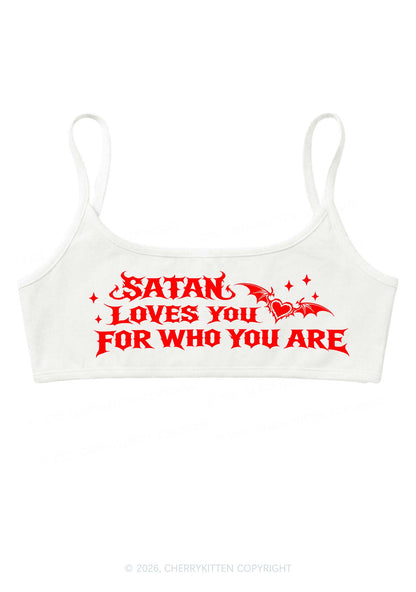 Halloween Satan Loves You Y2K Super Crop Cami Cherrykitten