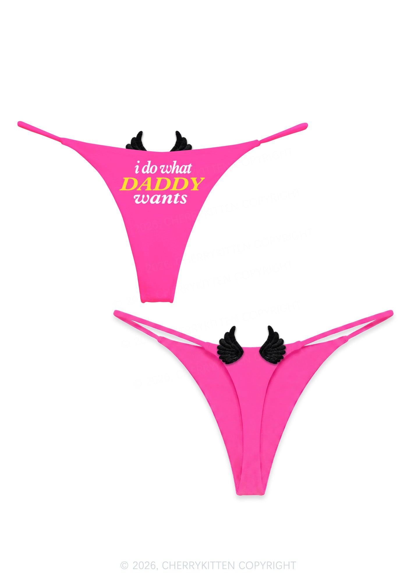 Do What Daddy Wants Y2K Goth Angel Wings Bikini String Thong Cherrykitten