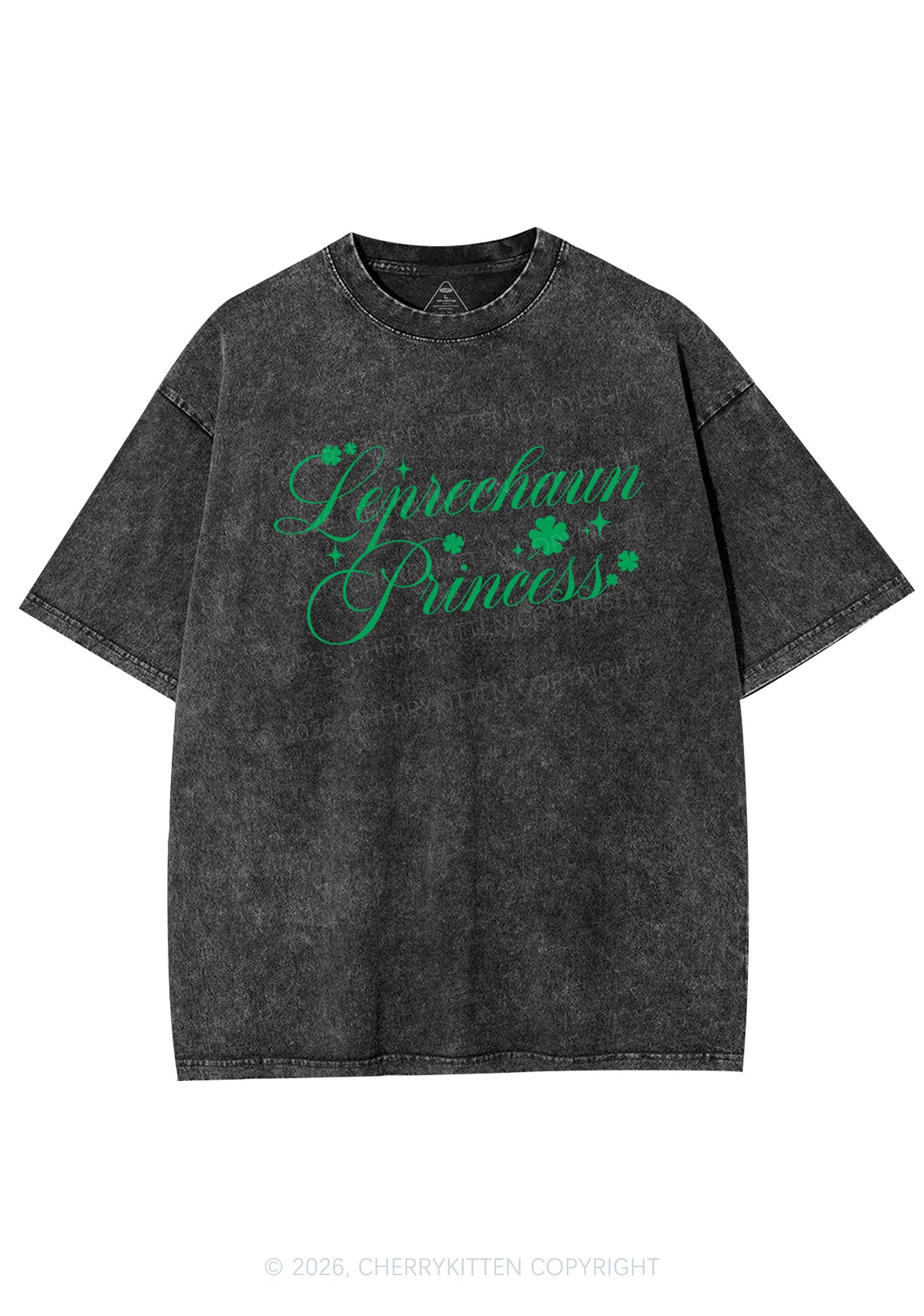 Leprechaun Princess St Patricks Y2K Shirts Washed Tee Cherrykitten