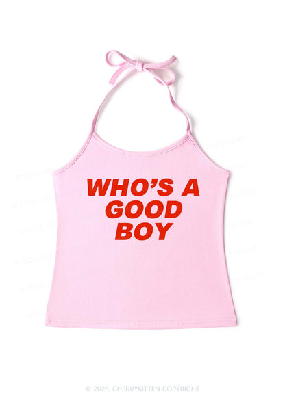 Whos Good Boy Y2K Halter Neck Cami Cherrykitten