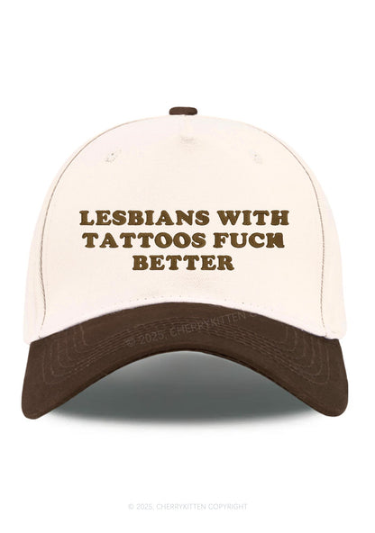 Embroidered Lesbians With Tattoos Pride Y2K Color Block Baseball Cap Cherrykitten