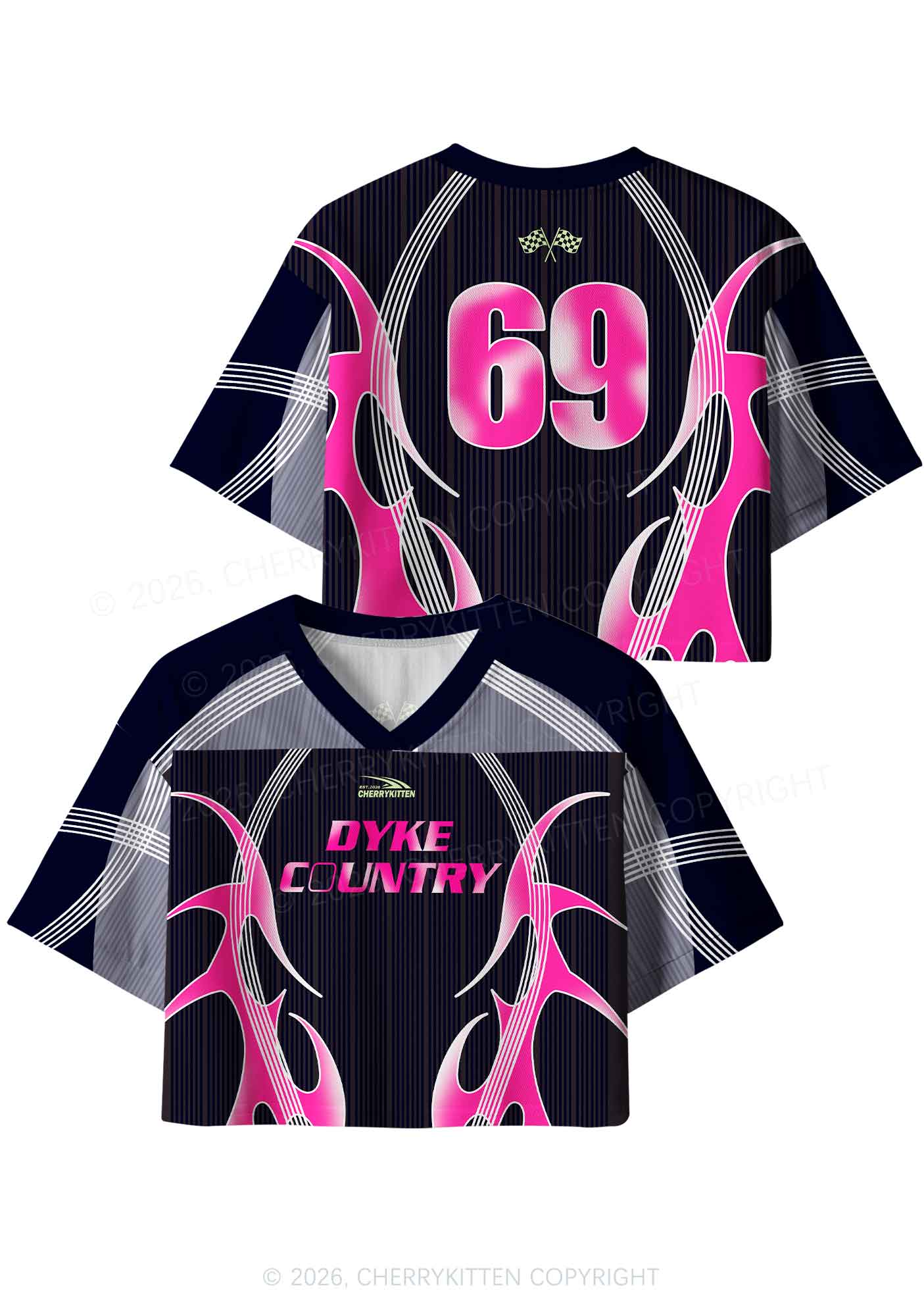 Dyke Country Pride Y2K Crop Sport Jersey Shirts Cherrykitten