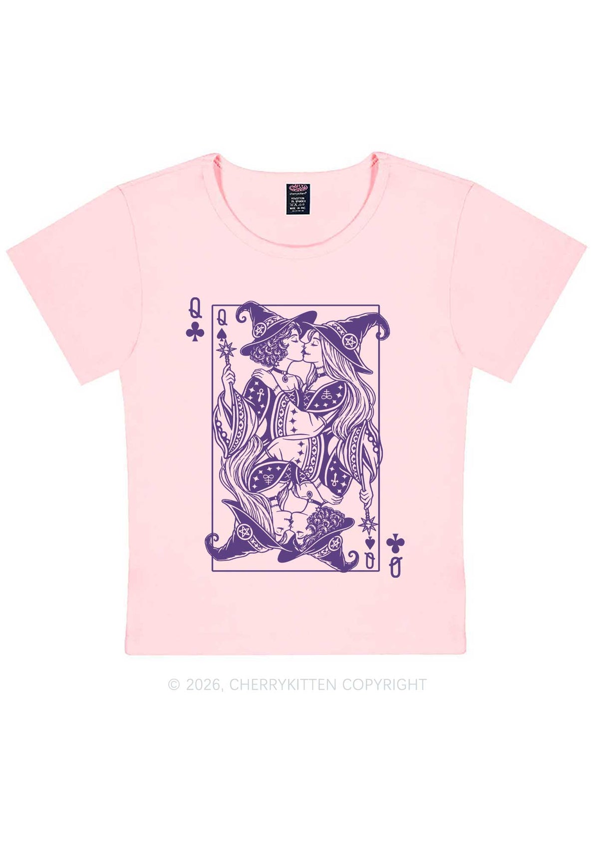 Halloween Witches Queen Kiss Y2K Baby Tee Cherrykitten