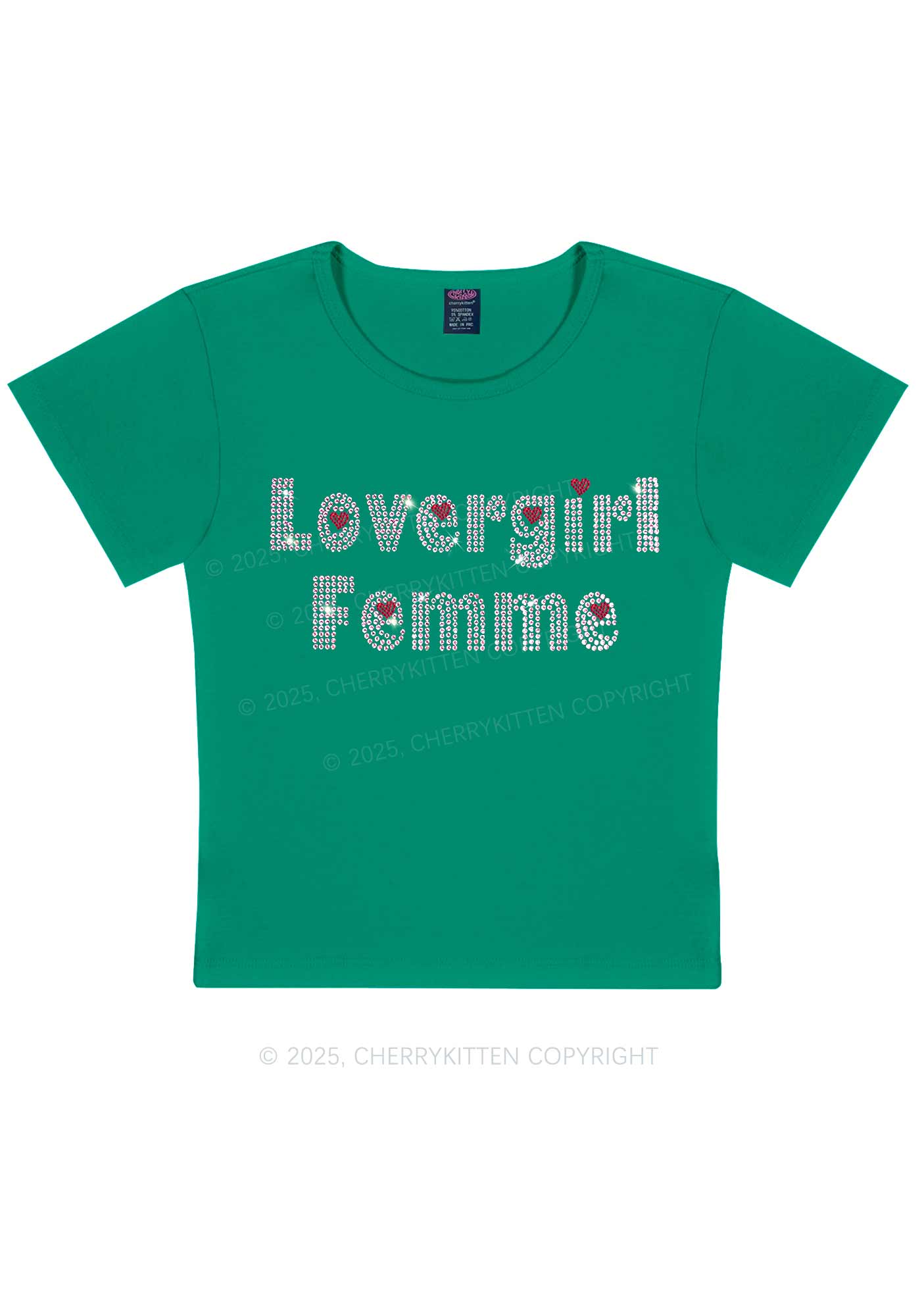Rhinestone Lovergirl Femme Y2K Baby Tee Cherrykitten