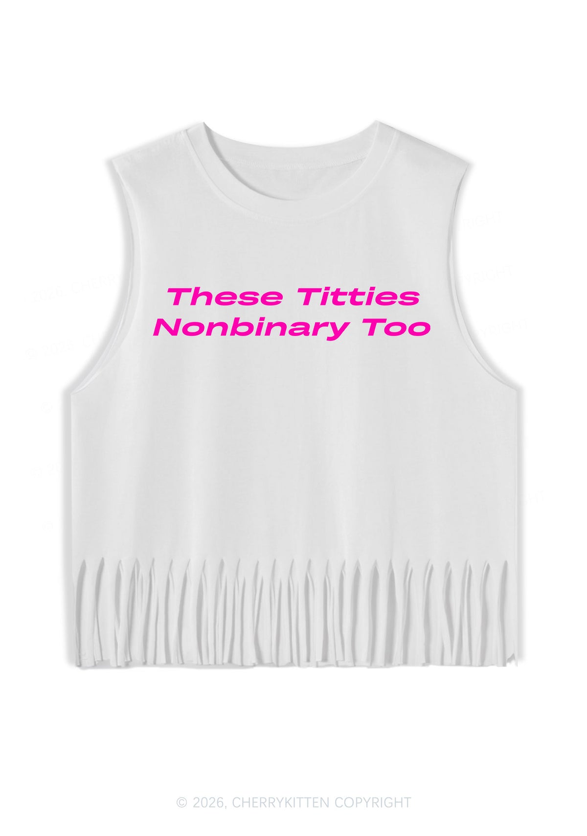 Txtties Nonbinary Too Pride Y2K Fringe Tank Top Cherrykitten
