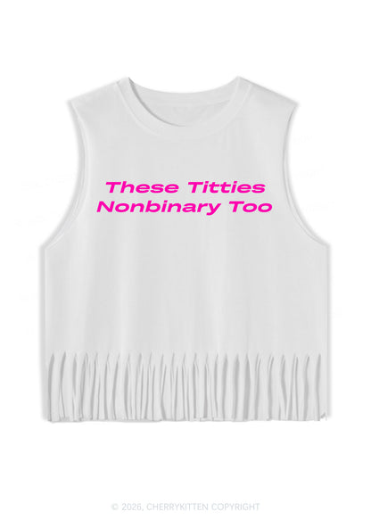 Txtties Nonbinary Too Pride Y2K Fringe Tank Top Cherrykitten