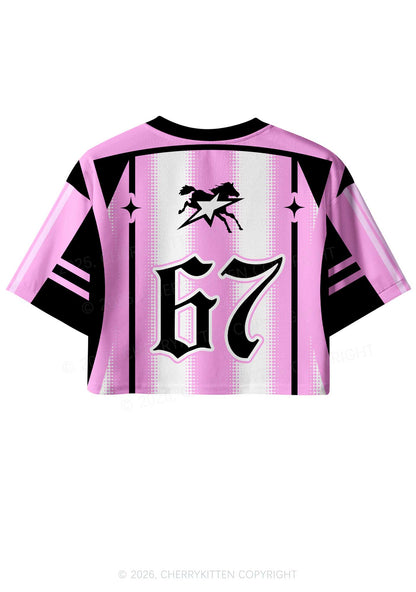 Pink Save Horse Ride Masc Pride Y2K Crop Sport Jersey Shirts Cherrykitten