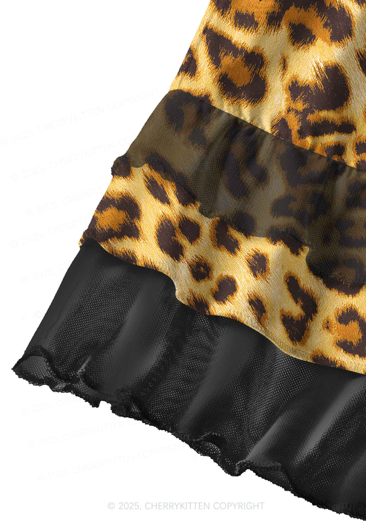Brown Leopard Y2K Print Mini Layered Skirt Cherrykitten