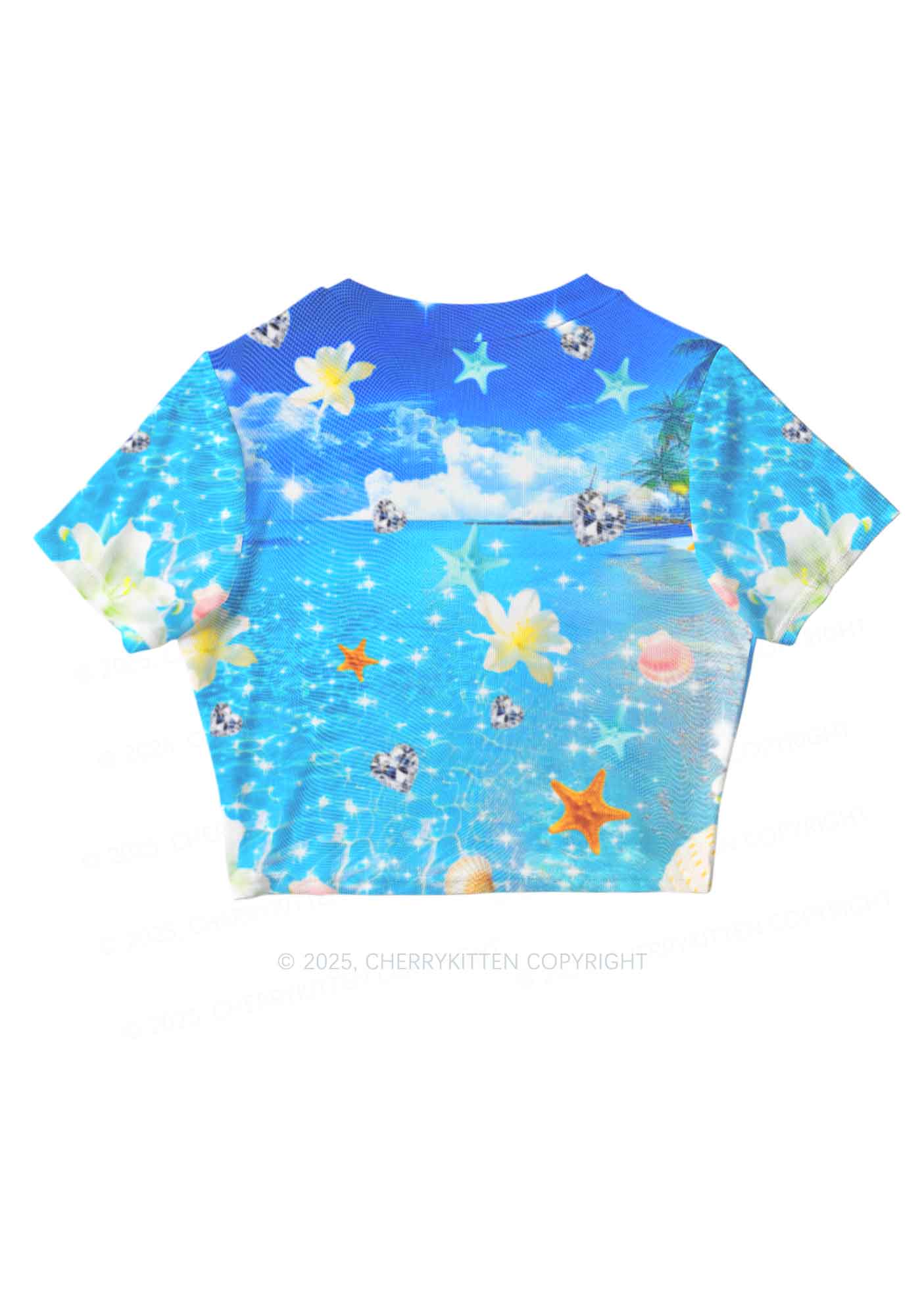 Sea Treasures Y2K Mesh Crop Top Cherrykitten