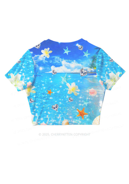 Sea Treasures Y2K Mesh Crop Top Cherrykitten