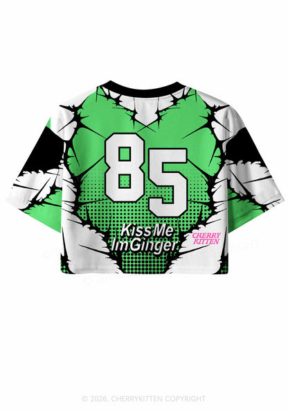 Custom Kiss Me Im Ginger St Patricks Y2K Crop Sport Jersey Shirts Cherrykitten