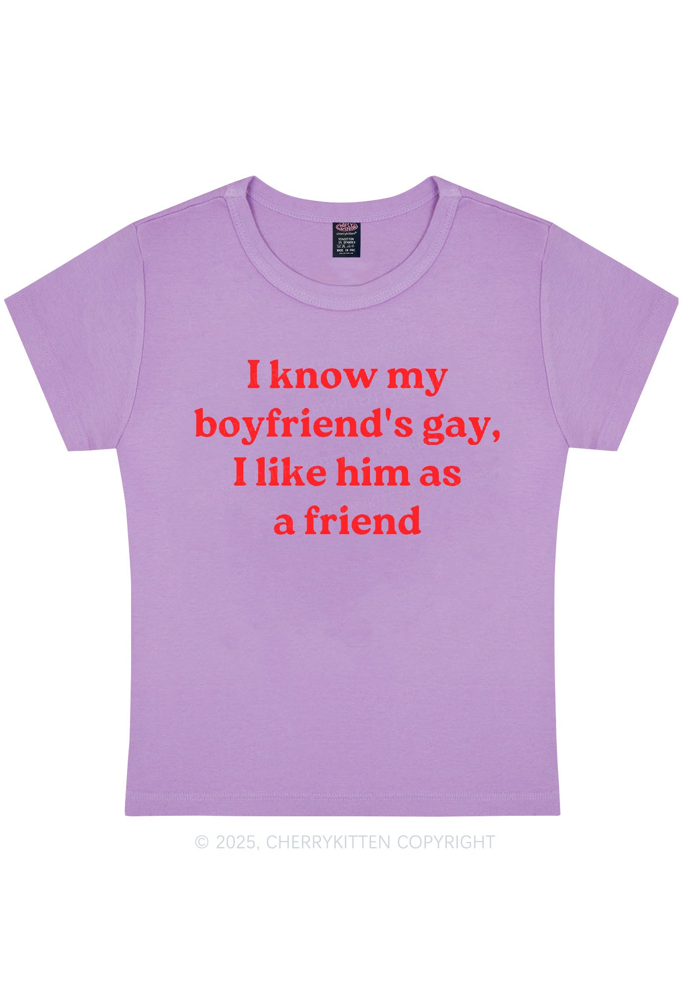 I Know My BF Is Gay Pride Y2K Baby Tee Cherrykitten