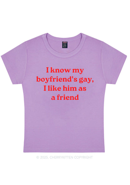 I Know My BF Is Gay Pride Y2K Baby Tee Cherrykitten