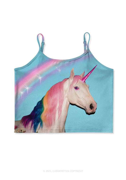 Colorful Unicorn Y2K Print Cami Crop Top Cherrykitten