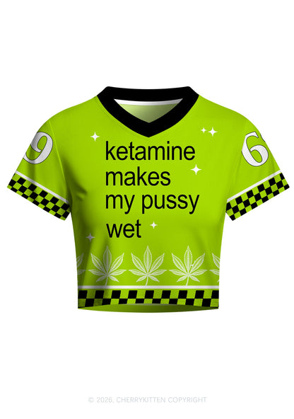 Kxxamine Makes My Puxxy Wet Y2K Crop Football Jersey Shirts Cherrykitten
