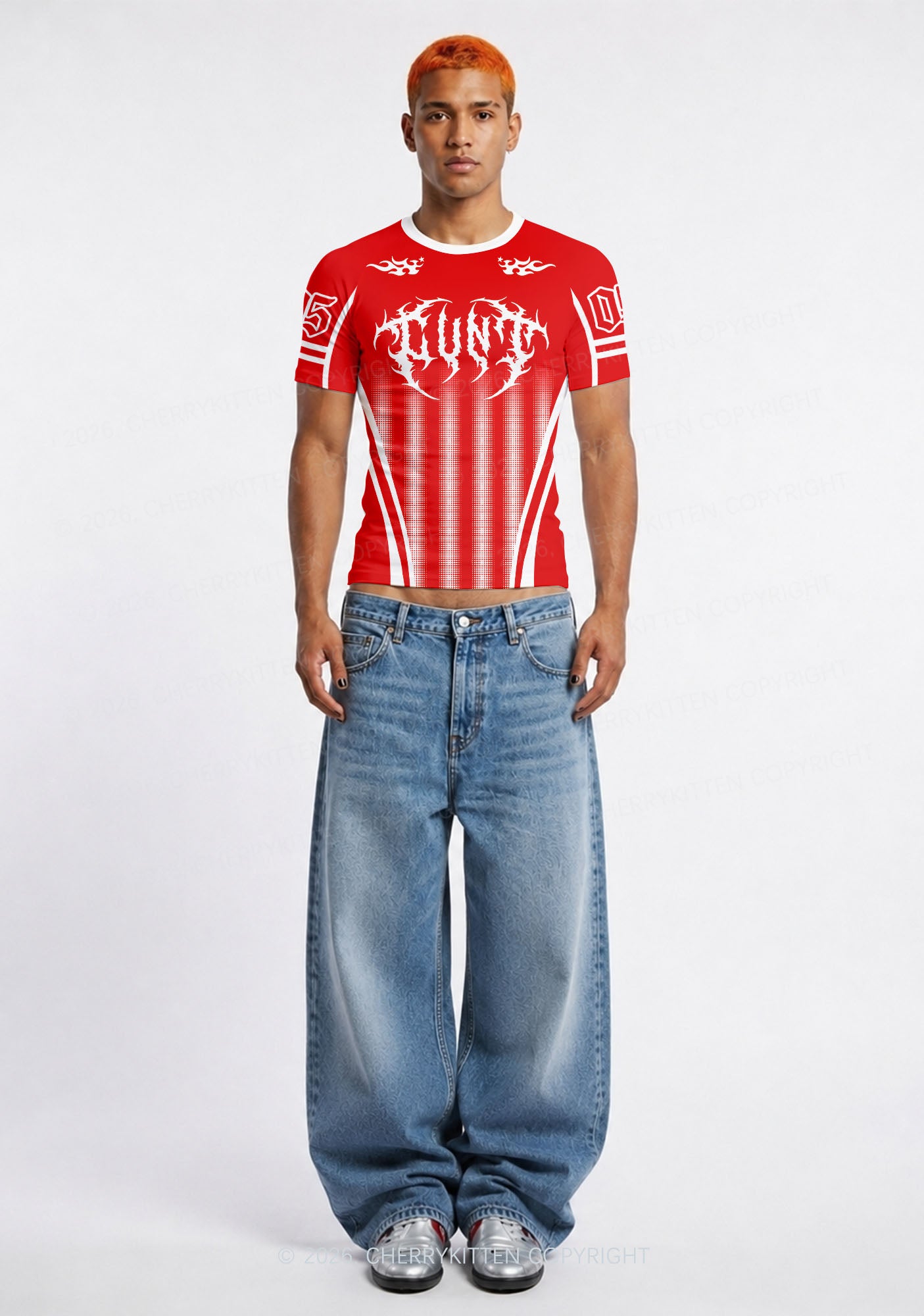 Red Punk Cxxt Y2K Football Jersey Shirts Cherrykitten
