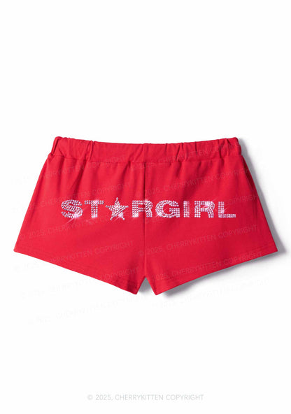 Rhinestone Stargirl Y2K Drawstring Mini Shorts Cherrykitten