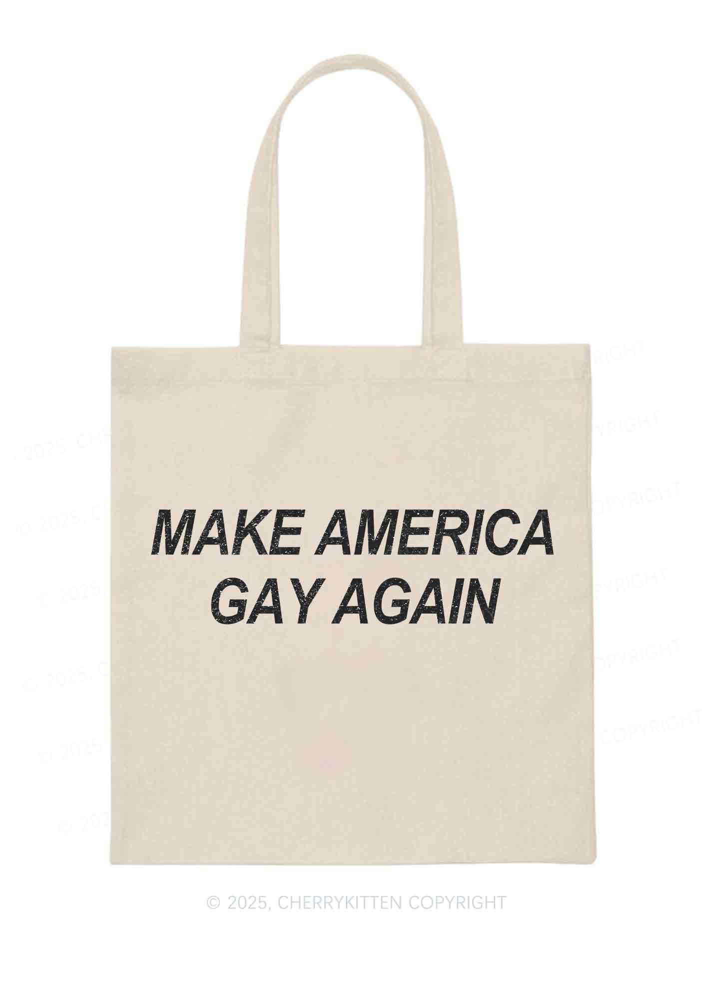 Make America Gay Again Pride Y2K Canvas Tote Bag Cherrykitten