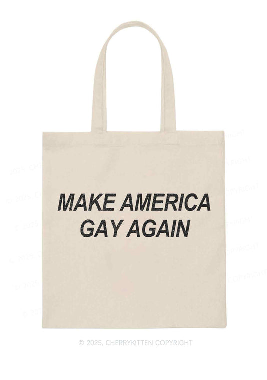 Make America Gay Again Pride Y2K Canvas Tote Bag Cherrykitten