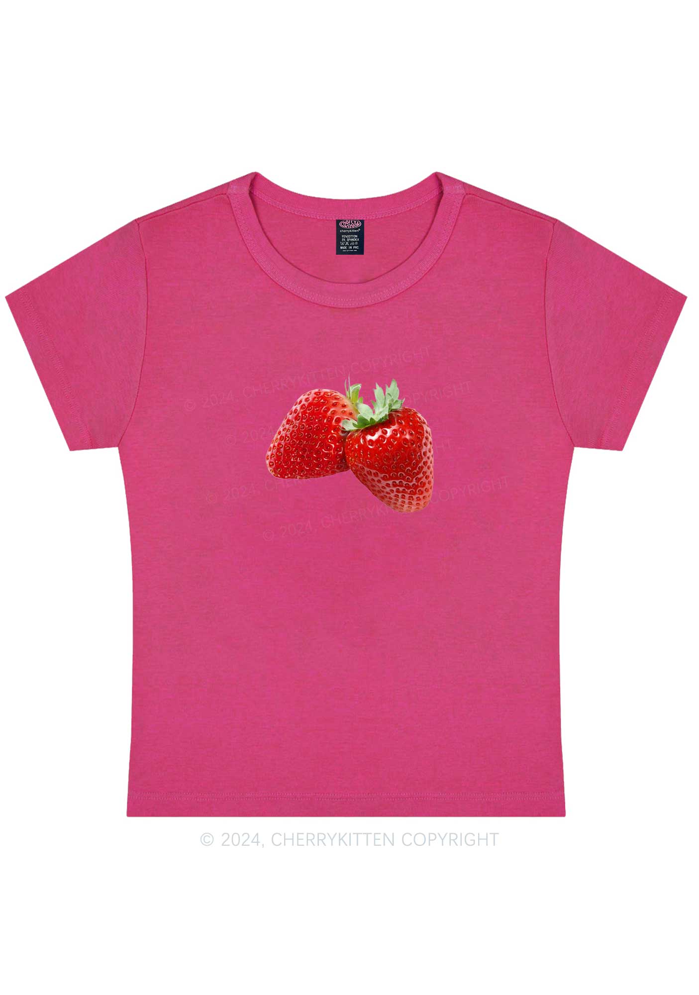 Curvy Pretty Strawberry Y2K Baby Tee Cherrykitten