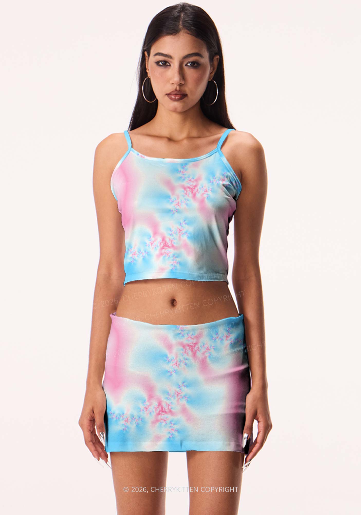 Trans Thermal Pride Y2K Print Cami Crop Top Cherrykitten