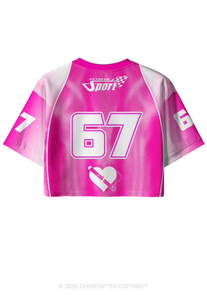 Pink Mommy Needs A Cigarette Y2K Crop Sport Jersey Shirts Cherrykitten