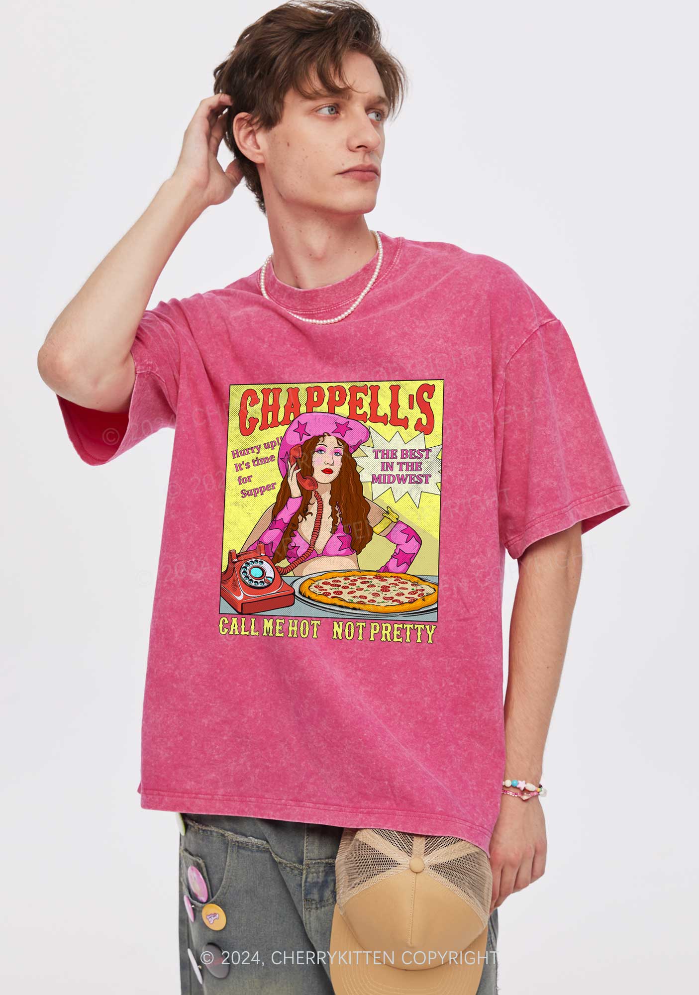 Call Me Hot Y2K Washed Tee Cherrykitten