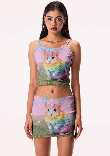 Unicorn Rat Pride Y2K Print Cami Crop Top Cherrykitten