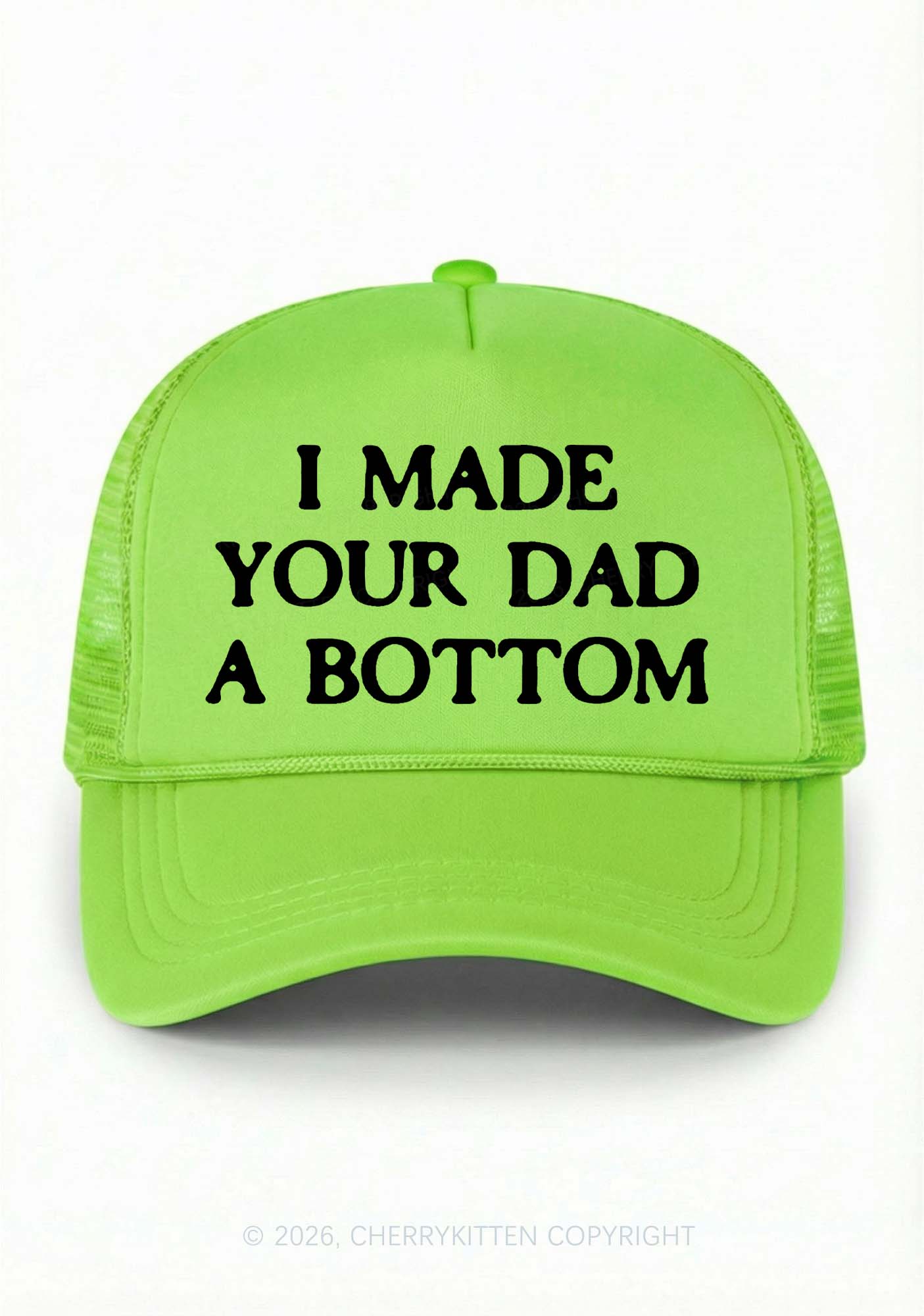 Made Your Dad A Bottom Pride Y2K Trucker Hat Cherrykitten